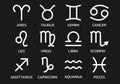 Zodiac sign icon set. Horoscope, astrology symbols. Vector illustration Royalty Free Stock Photo